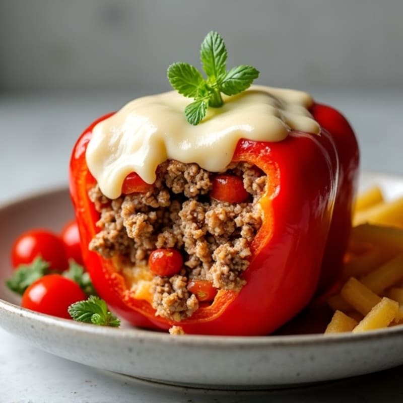 Savory Lean Ground Turkey and Beef Stuffed Bell Peppers with Melty Mozzarella