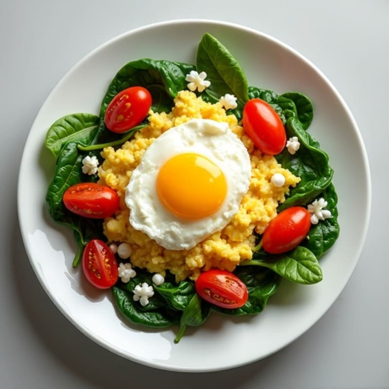 Cottage Cheese Scramble with Spinach and Cherry Tomatoes