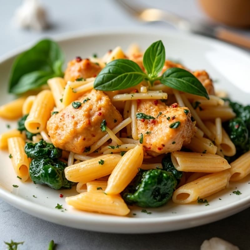 Creamy Spicy Herb Chicken Pasta with Spinach