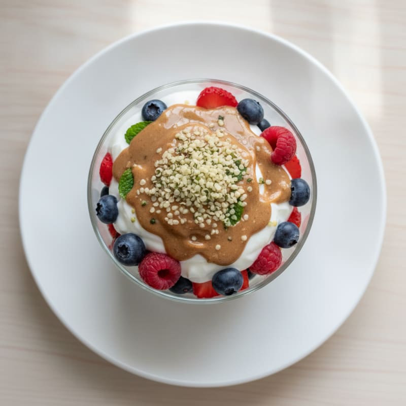 Creamy Greek Yogurt Parfait with Mixed Berries and Almond Butter