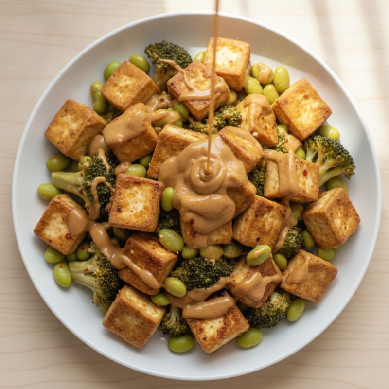 Pan-Seared Tofu with Peanut Sauce