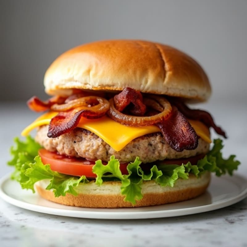 Lean Turkey-Bacon Burger with Caramelized Onions