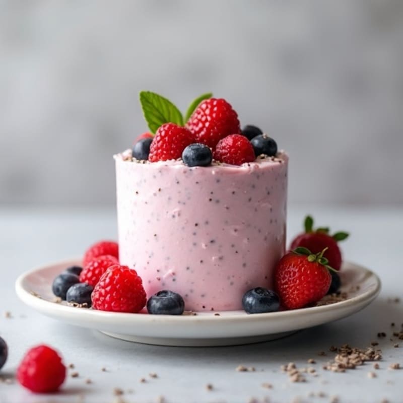 Greek Yogurt Protein Mousse with Mixed Berries