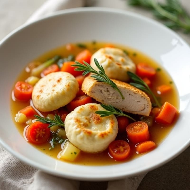 Hearty Chicken and Vegetable Stew with Fluffy Herbed Dumplings