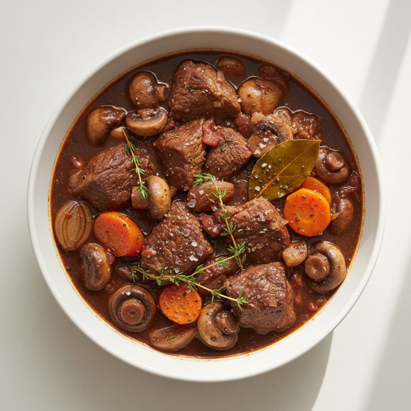 Classic Beef Bourguignon with Mushrooms