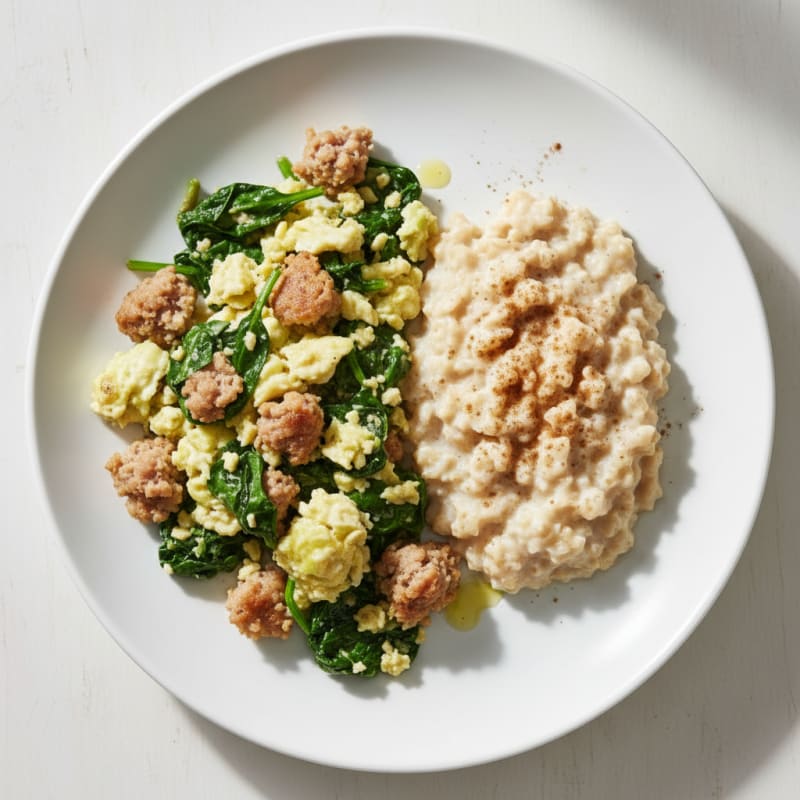 Egg White and Turkey Sausage Scramble with Spinach and Oats