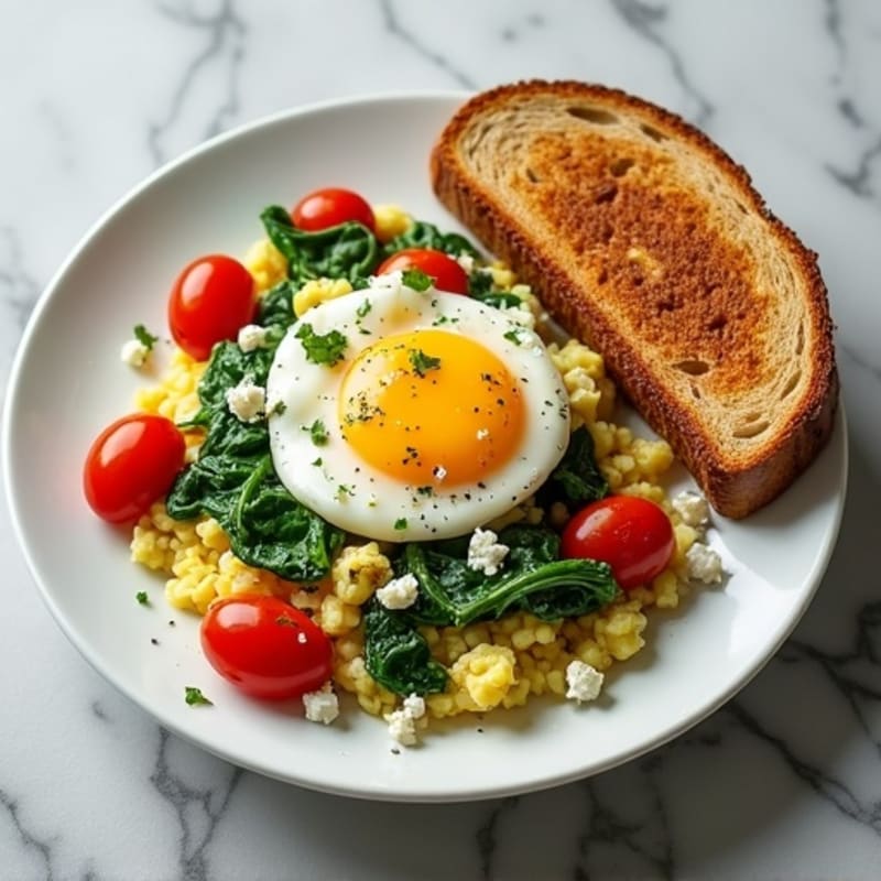 Egg White and Spinach Scramble with Whole Grain Toast