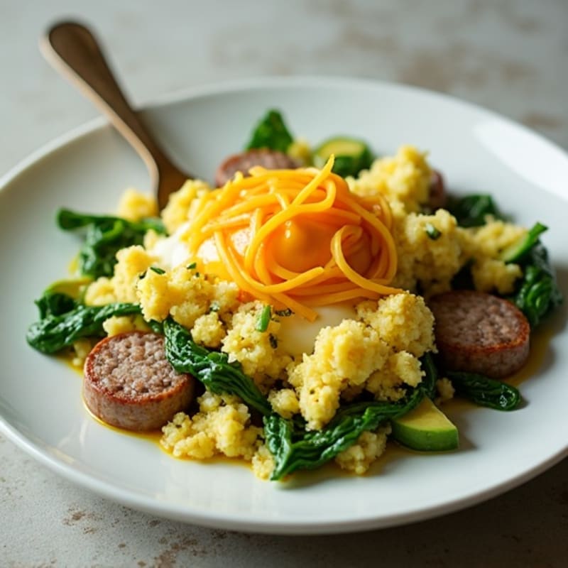 Egg White Scramble with Spinach and Turkey Sausage