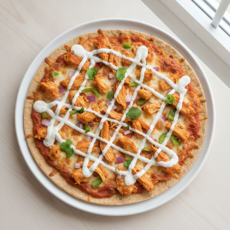 Buffalo Chicken Pizza with Ranch Drizzle
