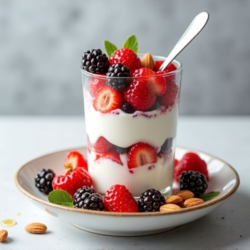 Greek Yogurt Protein Parfait with Mixed Berries