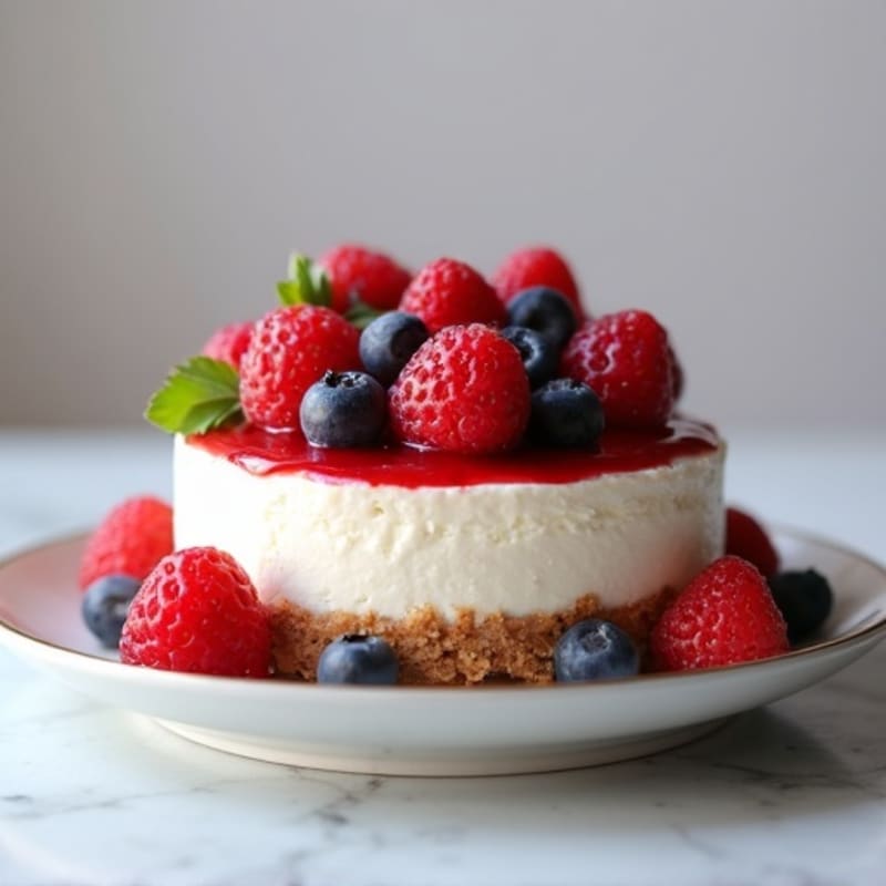 Greek Yogurt Protein Cheesecake with Mixed Berries