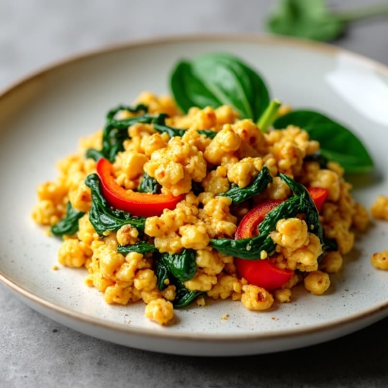 Silky Tofu Scramble with Tempeh and Spinach