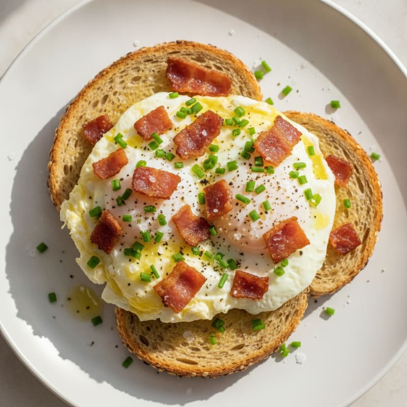 Baked Eggs with Turkey Bacon Toast