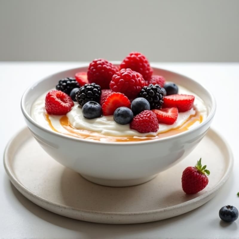 Creamy Greek Yogurt Protein Bowl with Mixed Berries and Almond Butter