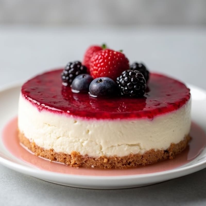 Greek Yogurt Protein Cheesecake with Berry Compote