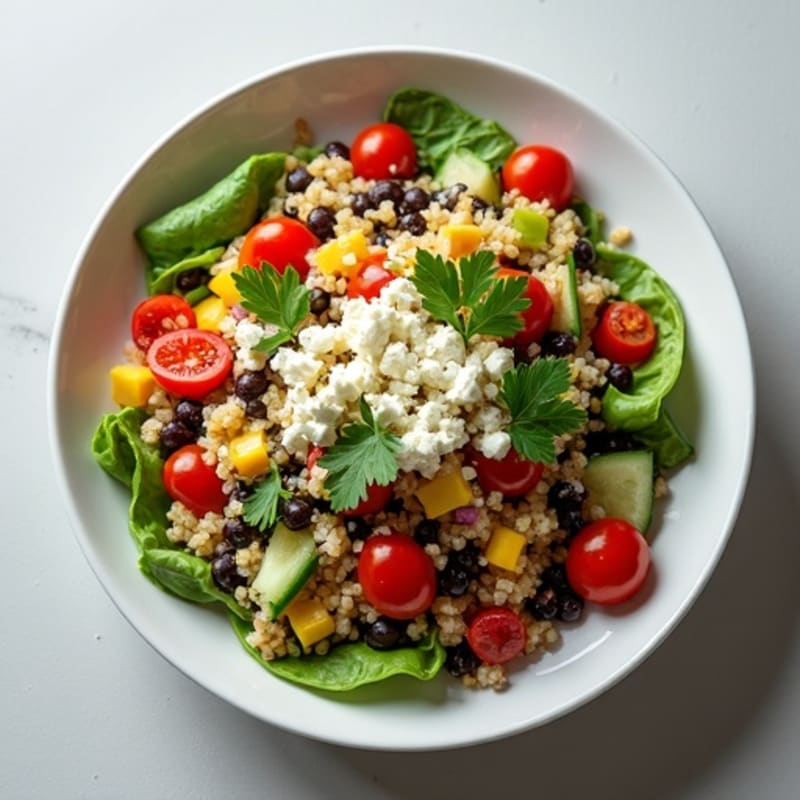 Fresh Quinoa Black Bean Salad with Crumbled Feta