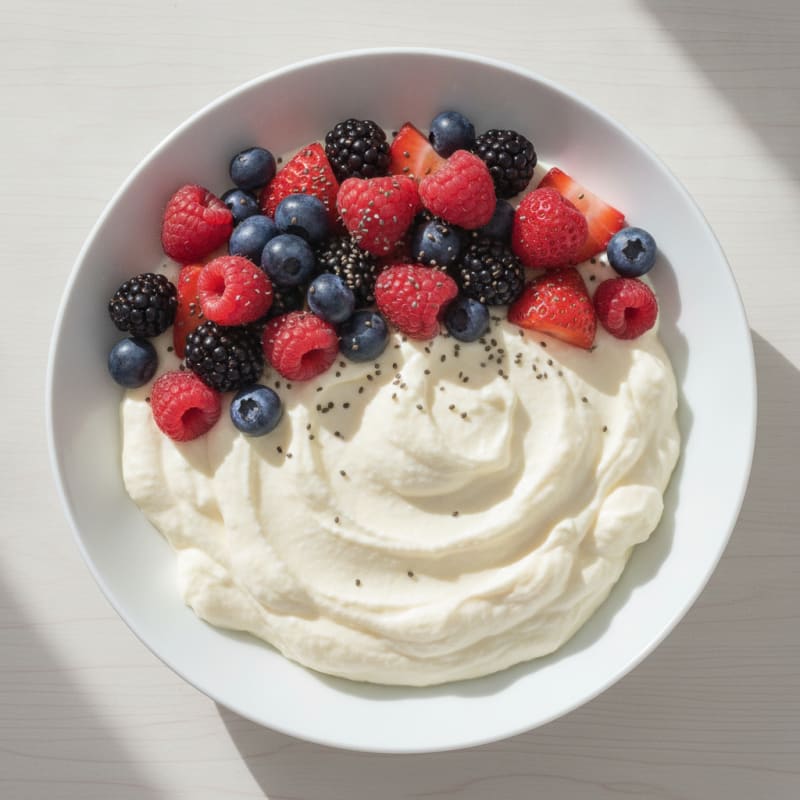 Silky Greek Yogurt Protein Pudding with Mixed Berries