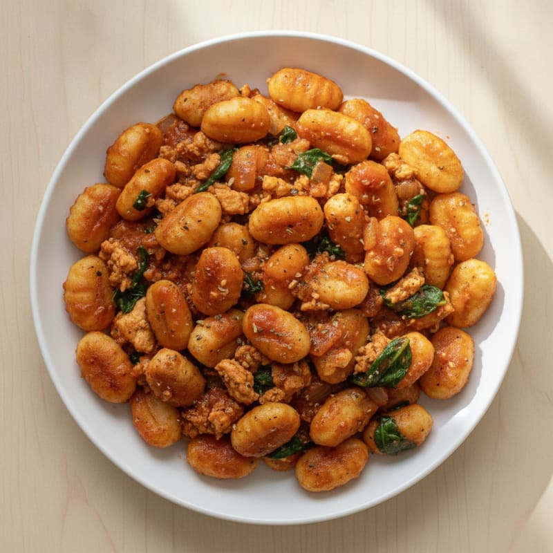 Ground Chicken Gnocchi with Tomato Sauce