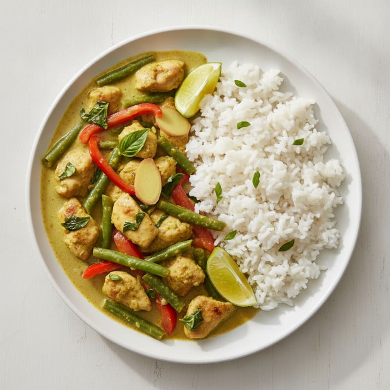 Green Curry Chicken with Coconut Rice