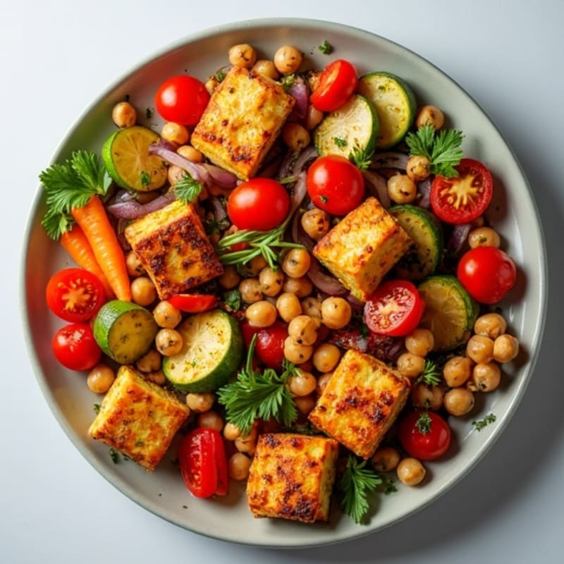 Sheet Pan Herb-Roasted Vegetables with Crispy Chickpeas and Tofu