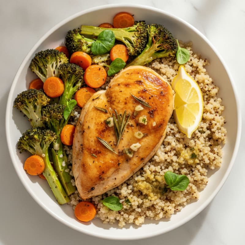 Herb-Roasted Chicken with Broccoli and Quinoa