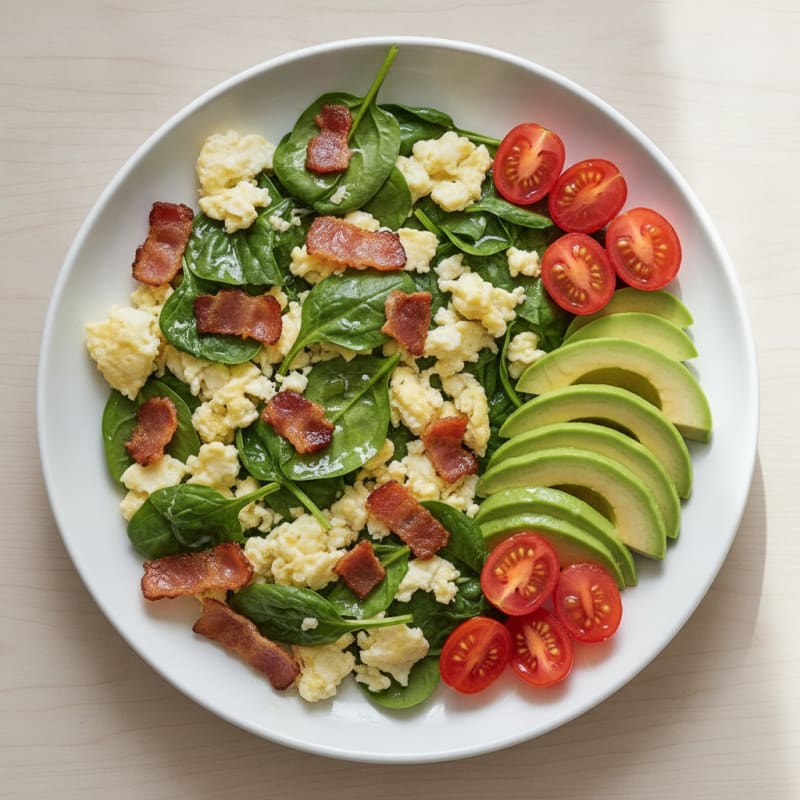 Egg White Scramble with Spinach and Turkey Bacon