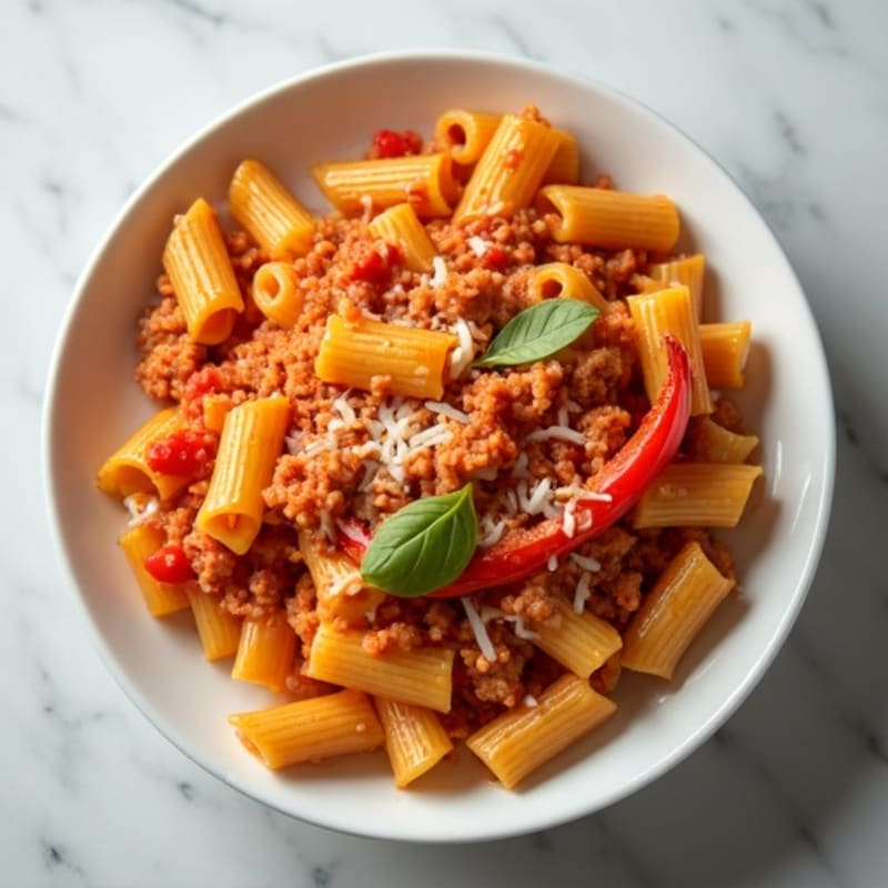 Creamy Marinara Rigatoni with Sautéed Bell Pepper