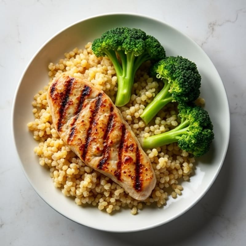 Grilled Chicken Breast with Quinoa and Steamed Broccoli