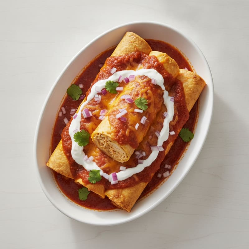 Chicken Enchiladas with Red Chili Sauce