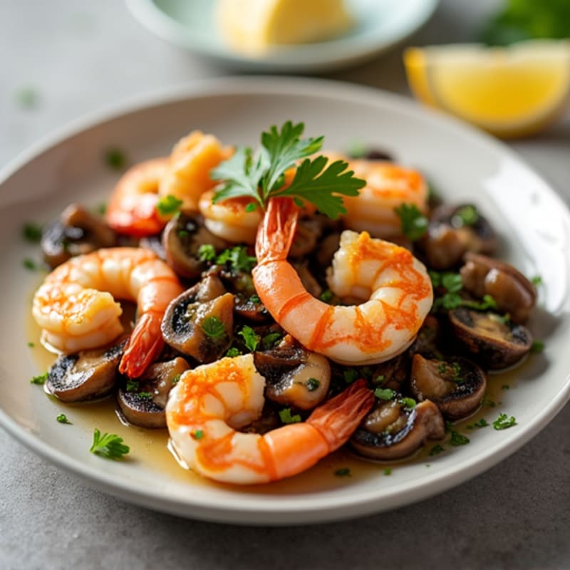 Garlic Butter Seared Mushroom Medley with Shrimp