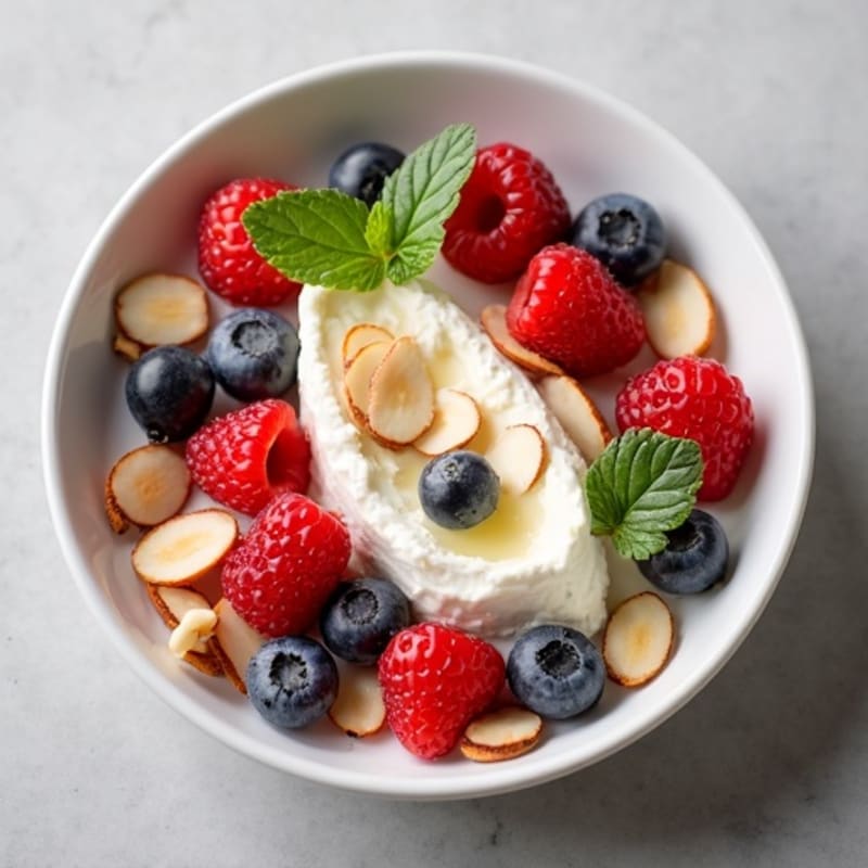 Creamy Cottage Cheese with Fresh Berries and Crunchy Almonds