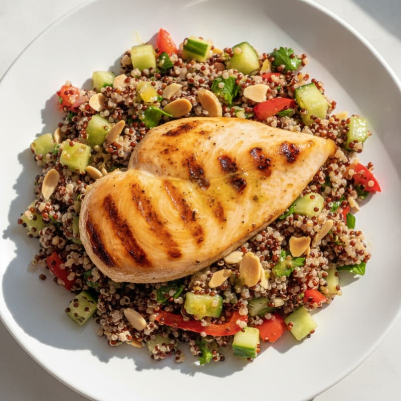 Grilled Chicken Breast with Crunchy Quinoa Salad