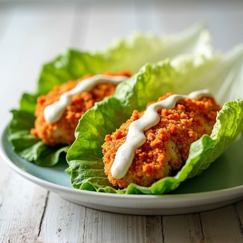 Crispy Buffalo Ranch Chicken Lettuce Wraps