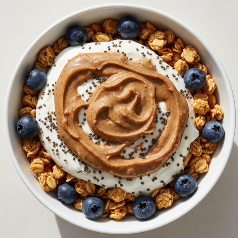 Creamy Greek Yogurt Parfait with Protein Granola and Almond Butter