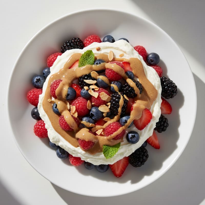 Silky Greek Yogurt Protein Mousse with Mixed Berries