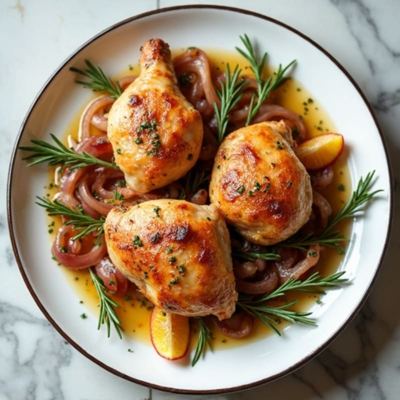 Roasted Chicken Thighs with Sweet Red Onion and Herbs