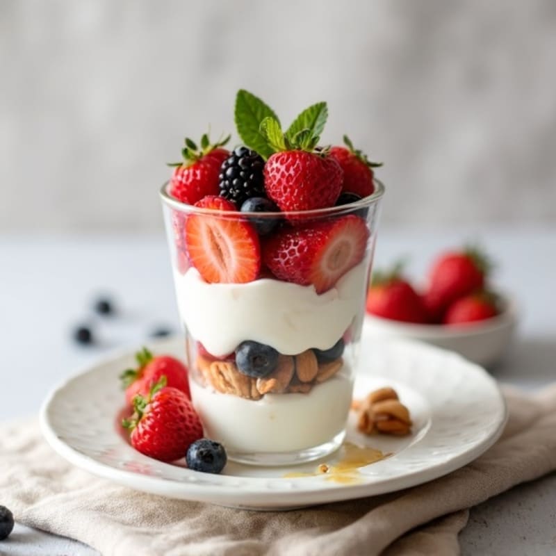 Greek Yogurt Protein Parfait with Berries and Almonds