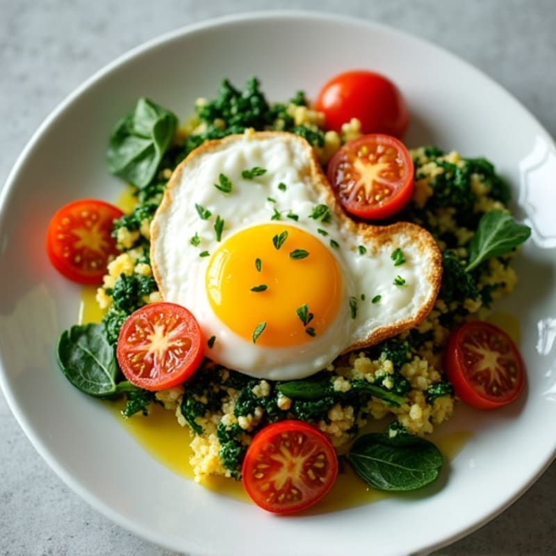Cottage Cheese Scramble with Spinach and Cherry Tomatoes