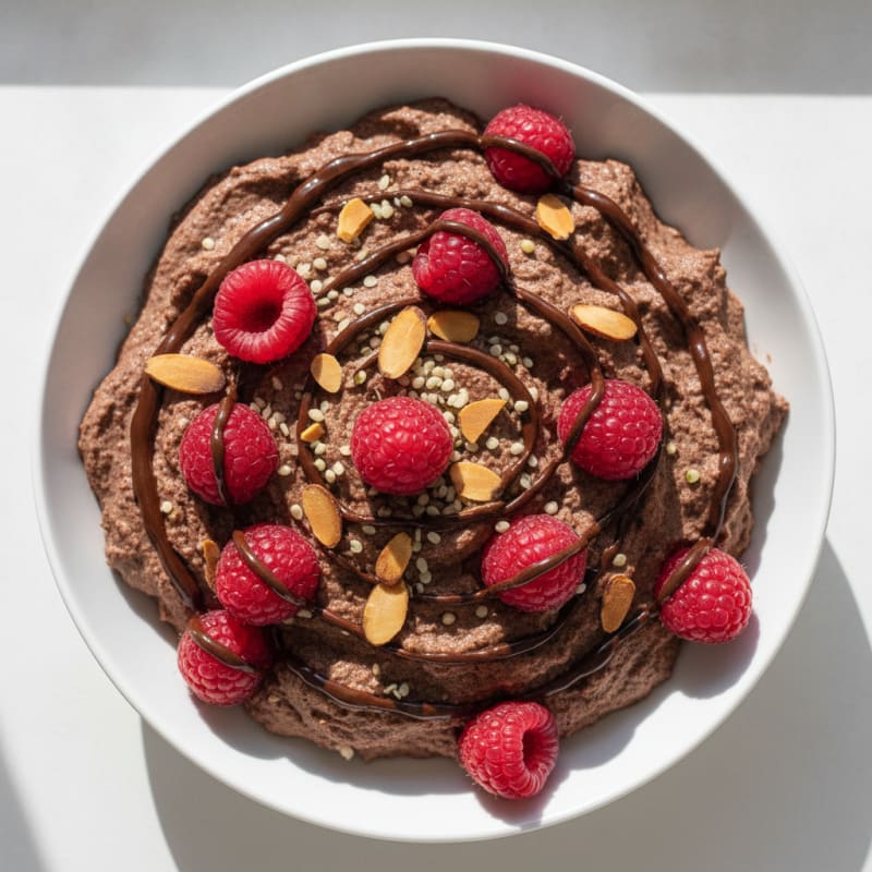 Creamy Greek Yogurt with Chocolate Protein Powder and Fresh Berries