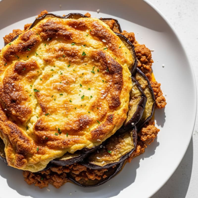Baked Lamb Moussaka with Eggplant