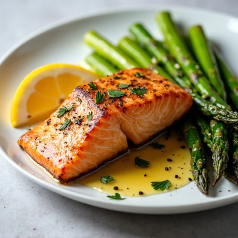 Grilled Herb-Marinated Salmon with Roasted Asparagus