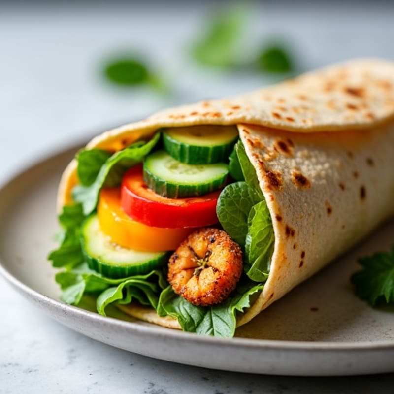 Crunchy Rainbow Veggie Wrap with Herb-Cashew Spread