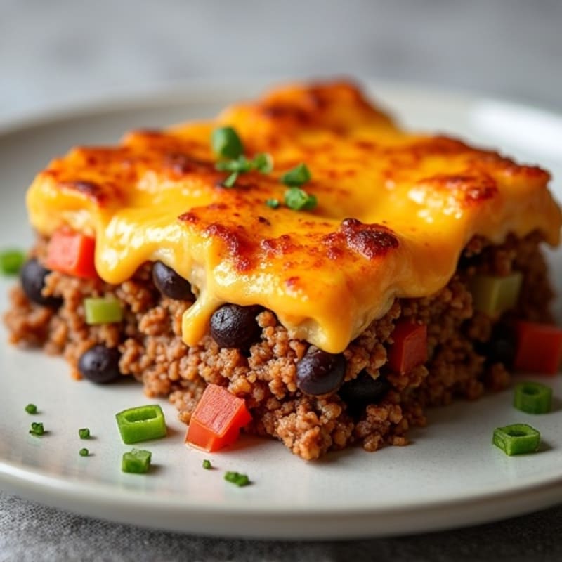 Spicy Ground Beef and Black Bean Cheesy Bake