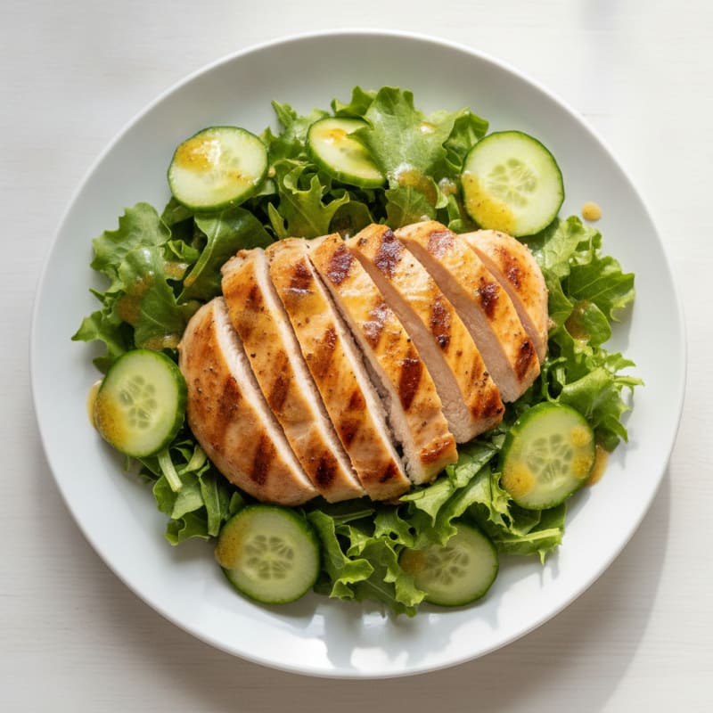 Grilled Chicken Breast Salad with Cucumber and Lemon Vinaigrette