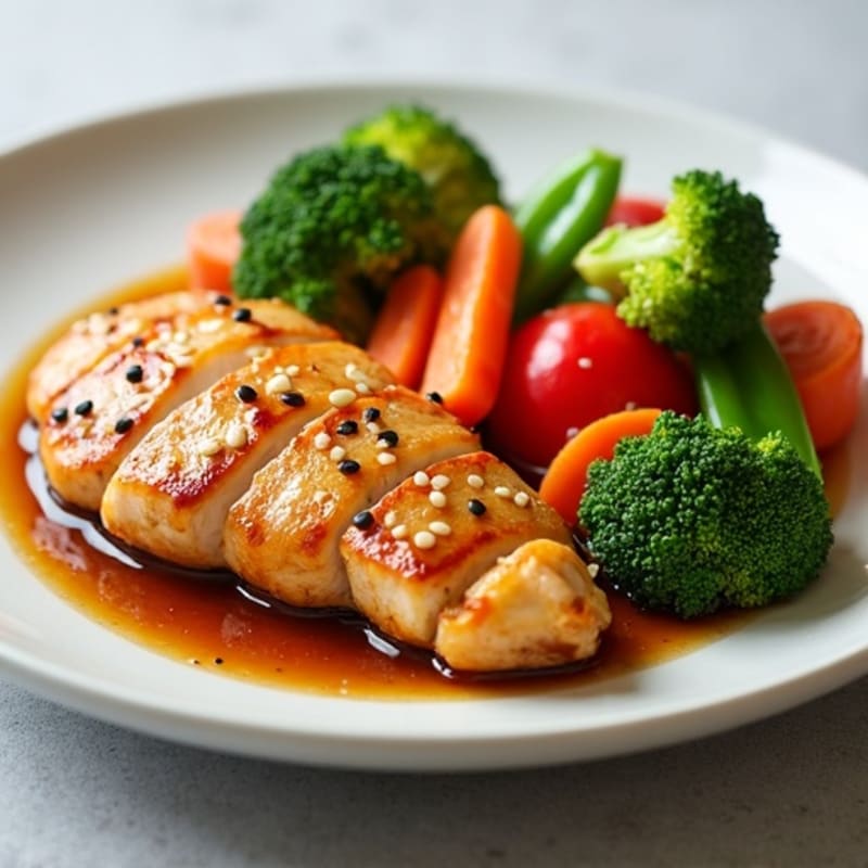 Ginger-Sesame Chicken with Crispy Vegetables