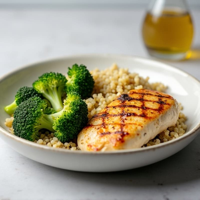 Grilled Chicken Breast with Quinoa and Steamed Broccoli