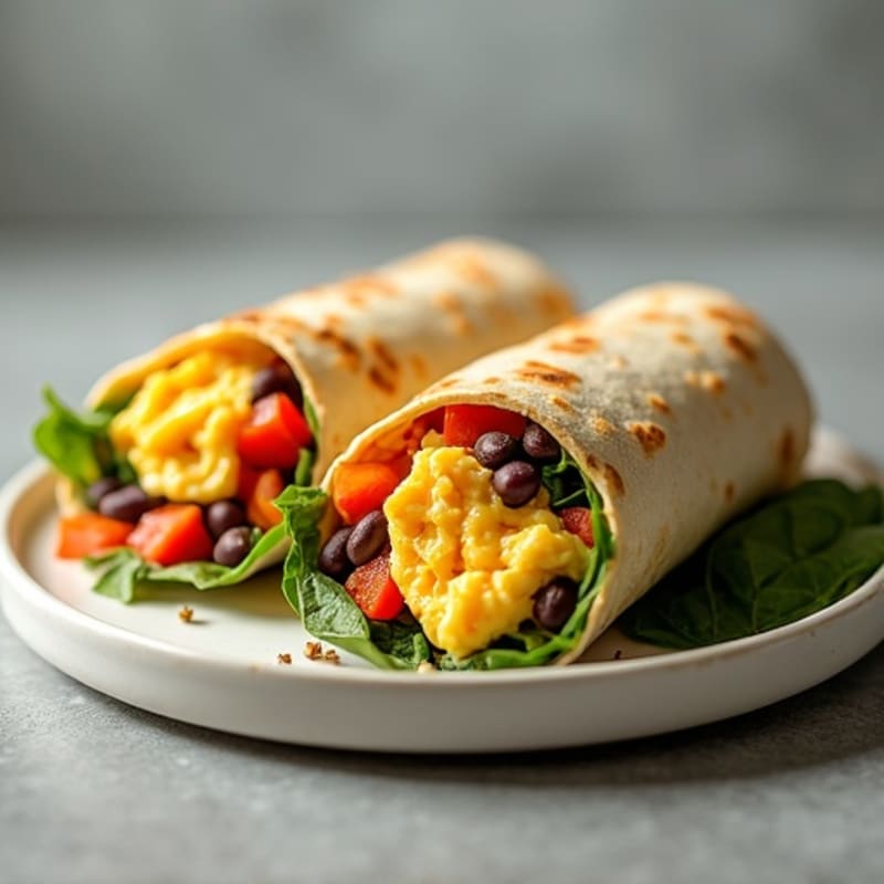 High-Protein Scrambled Egg and Black Bean Burritos