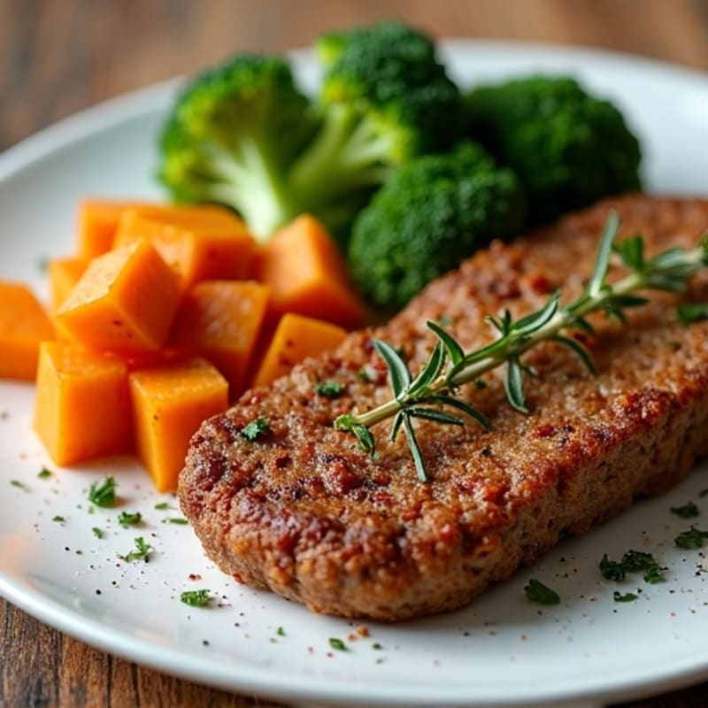 Crispy Lamb Mince with Roasted Broccoli and Sweet Potatoes