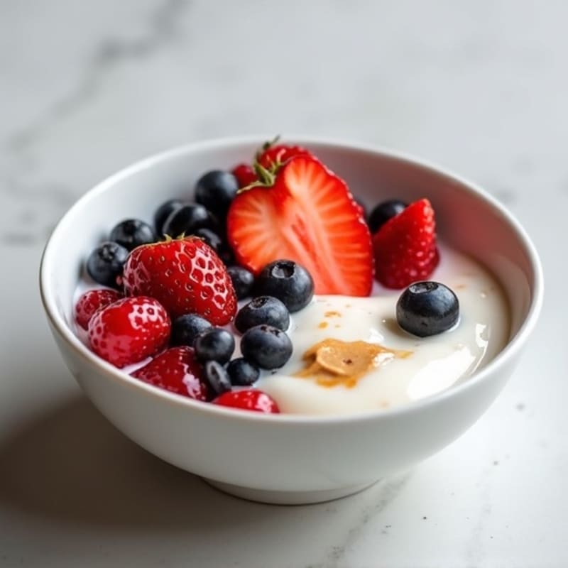 Greek Yogurt Protein Bowl with Mixed Berries and Almond Butter
