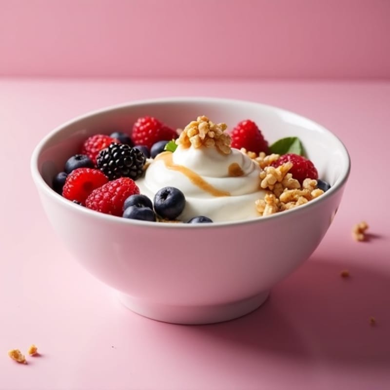 Silky Protein Yogurt Bowl with Whey and Mixed Berries